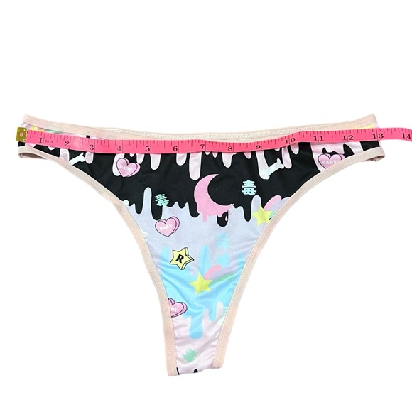 NWT Black & Pink Kawaii Goth Bandeau Tube Top & Bottoms Lingerie Rave Set - Picture 9 of 11